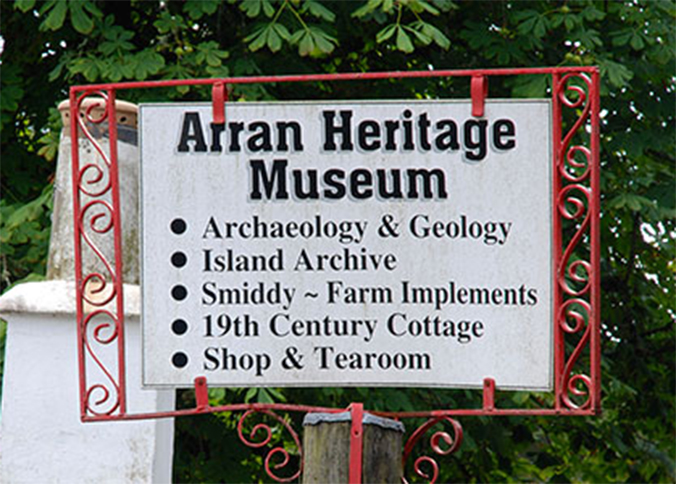 Exterior sign of the Arran Heritage Museum.