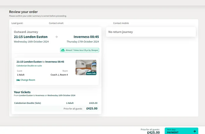 Screengrab showing Review your order page