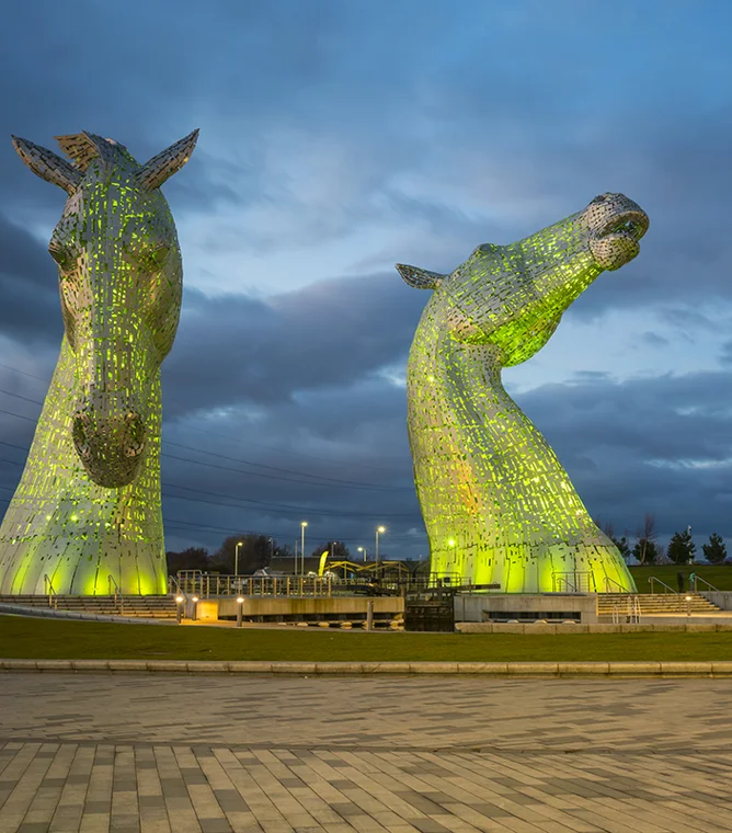 Kelpies lit up green