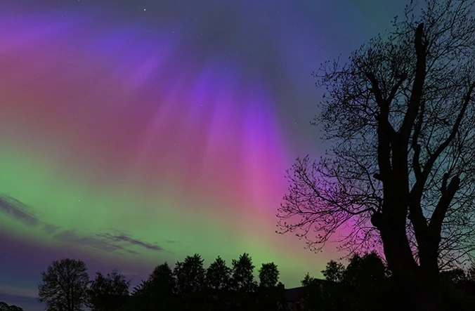 The Northern Lights lighting up the sky.