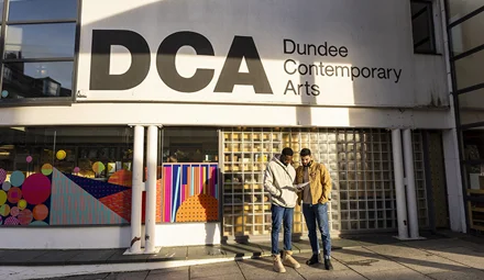 People at the entrance of Dundee Contemporary Arts.