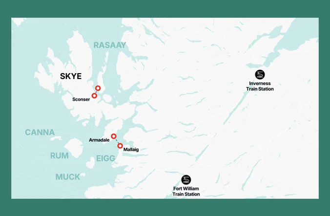 Map showing routes to Skye