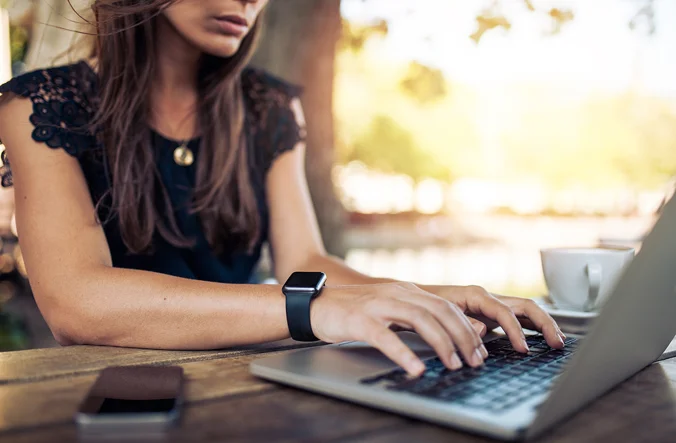 Woman using laptop