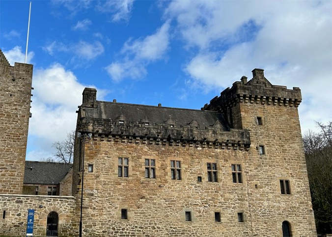 Exterior of Dean Castle in East Ayrshire. 