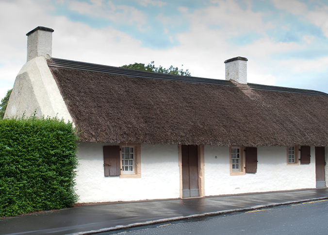 Exterior of the cottage of poet Robert Burns. 