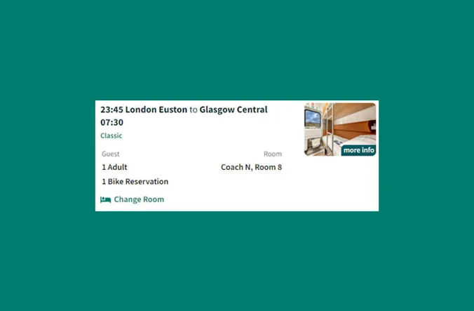 Booking engine showing "bike reservation"