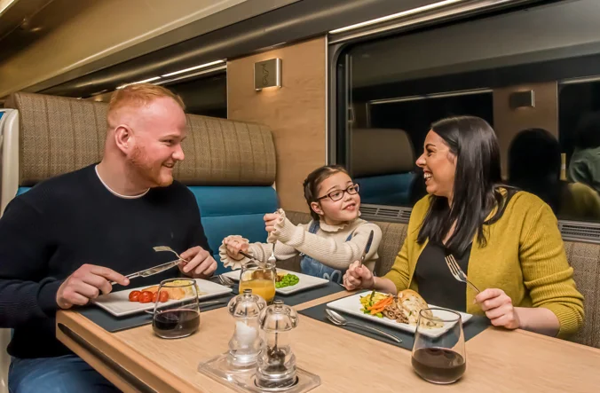 Family in Club Car
